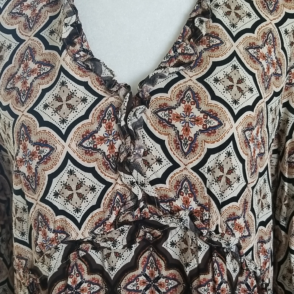 Anthropologie Patterned Dress in Brown and Cream - Picture 2 of 6